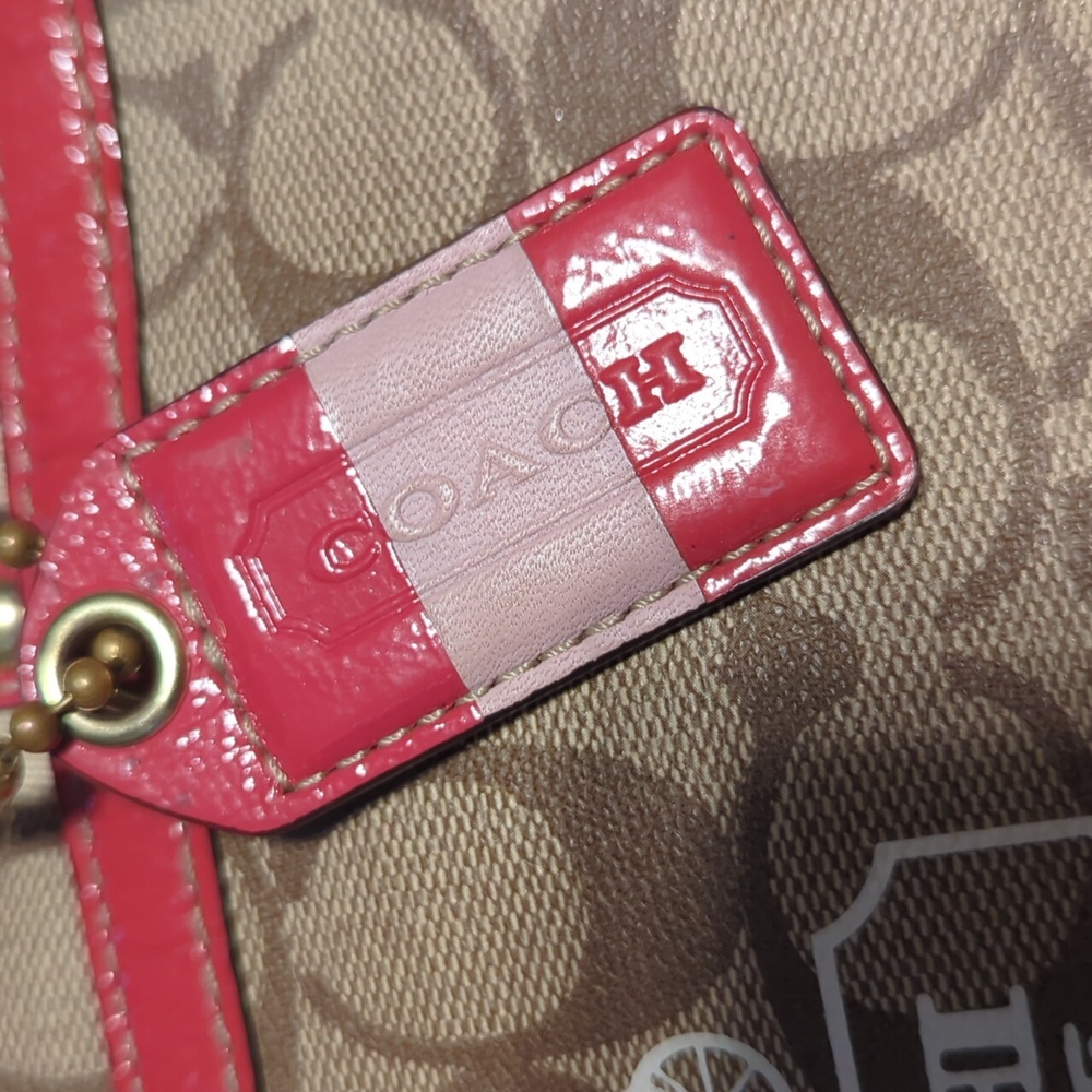 Coach Signature Canvas Tote Bag - Pink and Tan - Picture 3 of 16